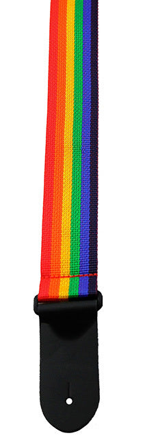 Perris 2" Rainbow Poly Pro Guitar Strap with Black Leather Ends, Adjustable 39" to 58"