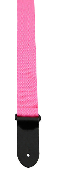 Perris 2" Pink Poly Pro Guitar Strap with Black Leather Ends, Adjustable 39" to 58"