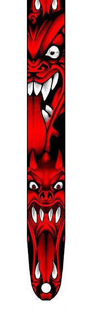 Perris 2.5" Leather Tattoo Johnny "Red Demon" Licensed Guitar Strap, Adjustable 44.5" to 53"