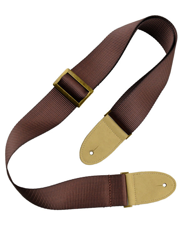 Perris 2" Vegan Collection Nylon Guitar Strap Brown with Cream Ends, Adjustable 39"-58", Metal Hardware, Made in Canada
