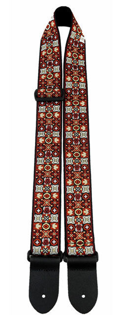 Perris 2" Jacquard Guitar Strap Red, Black & White Noughts & Crosses Design Adjustable 39" to 58" — view 2