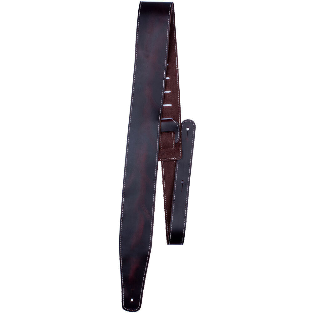 Perris 2.5" Adjustable Baseball Leather Guitar Strap in Wine — view 2