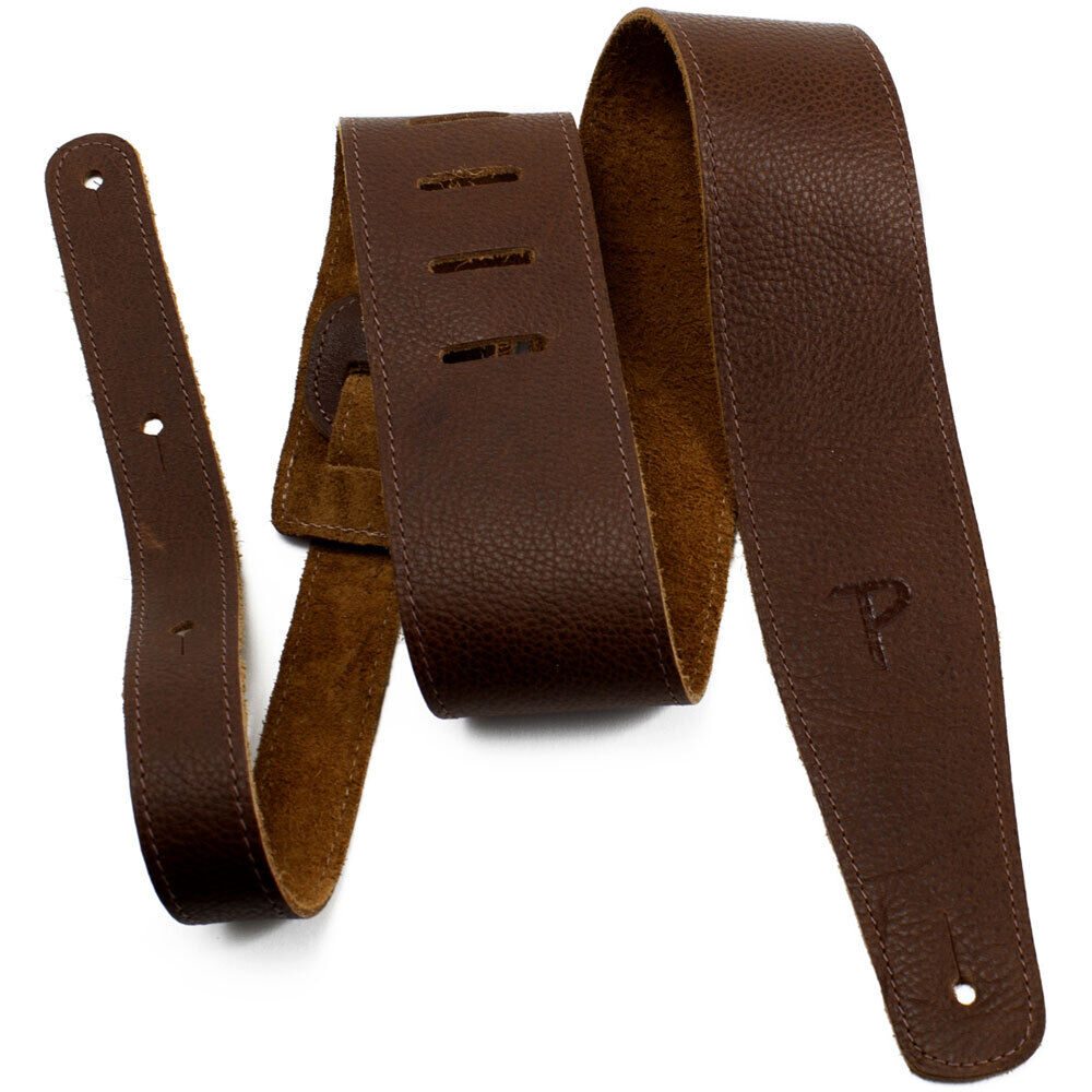Perris 2.5" Brown Saddle Leather Guitar Strap, Adjustable 41" to 56" — view 2