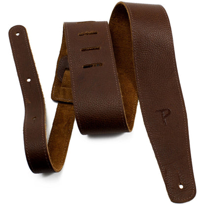 Perris 2.5" Brown Saddle Leather Guitar Strap, Adjustable 41" to 56" — view 2