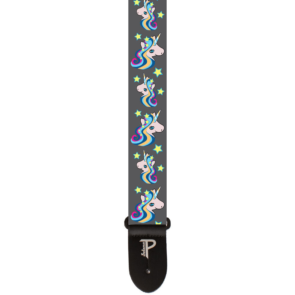 Perris 2" Polyester Adjustable Cute Unicorns Guitar Strap with Black Leather Ends