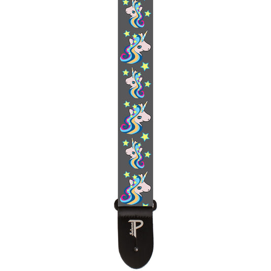 Perris 2" Polyester Adjustable Cute Unicorns Guitar Strap with Black Leather Ends