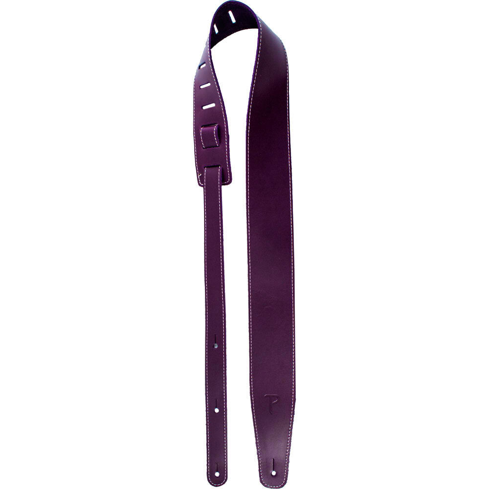 Perris 2.5" Purple Baseball Leather Guitar Strap, Adjustable 41" to 56"