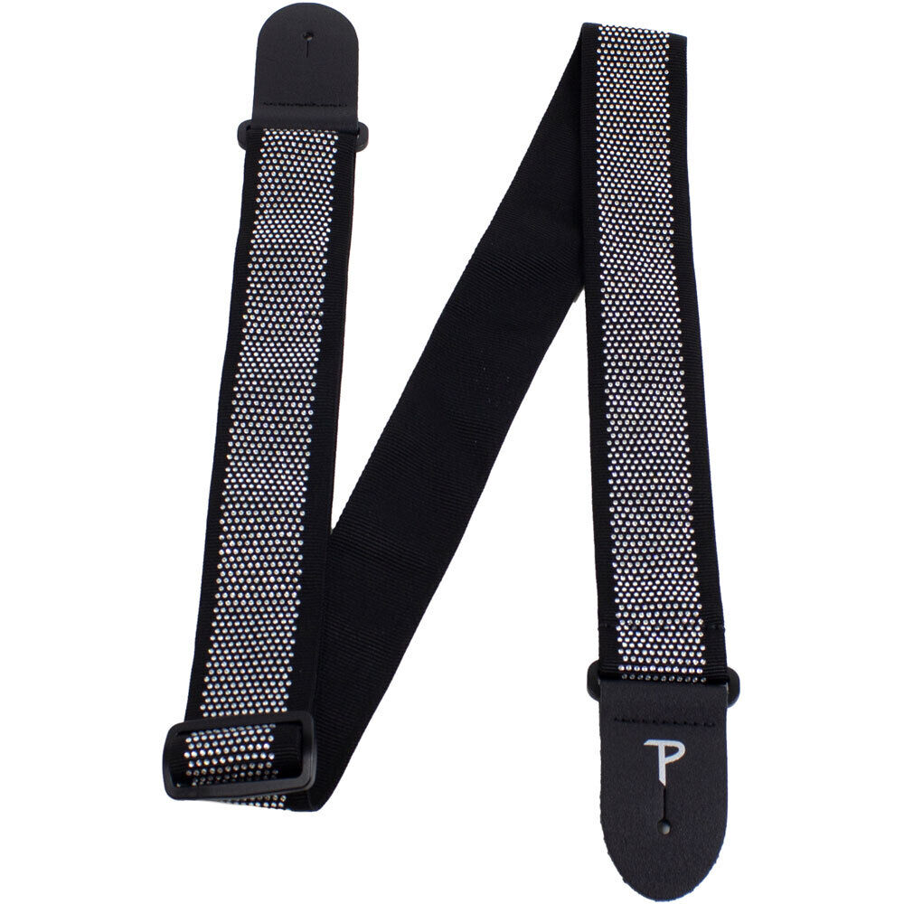 Perris 2.5" Jacquard Guitar Strap with Mini Rhinestones, Adjustable 39"-58" Length, Black Design — view 3
