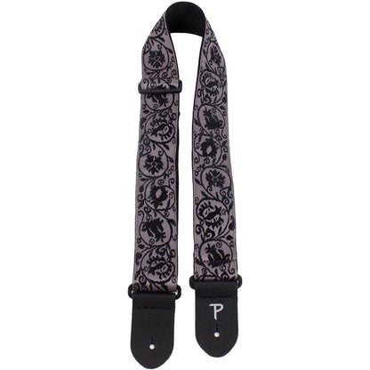 Perris 2" Jacquard Guitar Strap Black Lace Design Leather Ends Adjustable 39" to 58" — view 3