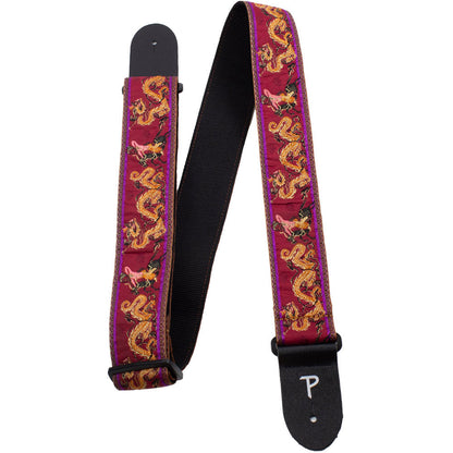 Perris 2" Jacquard Guitar Strap Red Dragon Warrior Design Leather Ends Adjustable 39"-58" — view 2
