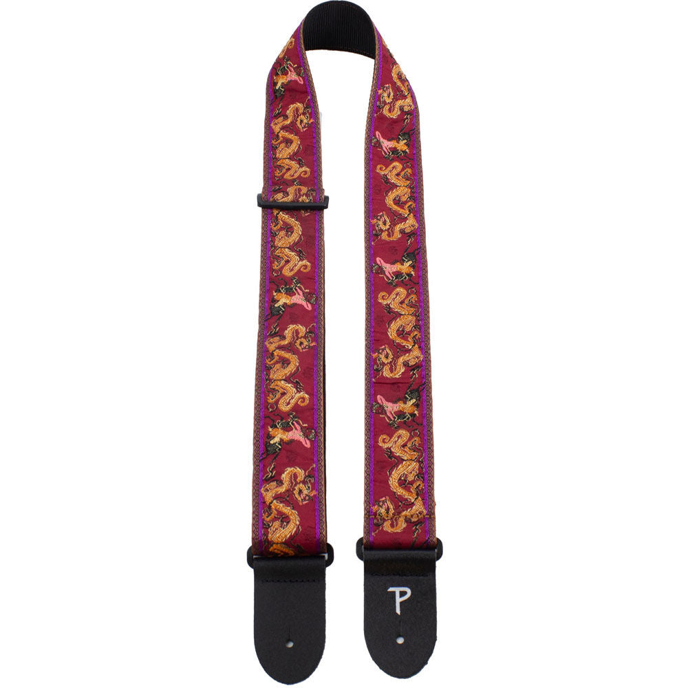 Perris 2" Jacquard Guitar Strap Red Dragon Warrior Design Leather Ends Adjustable 39"-58" — view 3