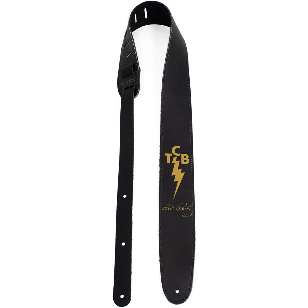Perris 2.5" Leather Elvis TCB High Res Print Black Guitar Strap