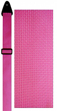 Perris 2" Pink Poly Pro Guitar Strap with Black Leather Ends, Adjustable 39" to 58"