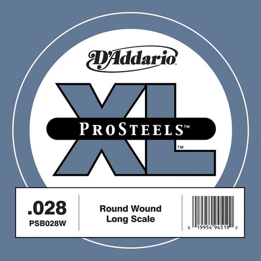 D'Addario PSB028W ProSteels Bass Guitar Single String, Long Scale, .028