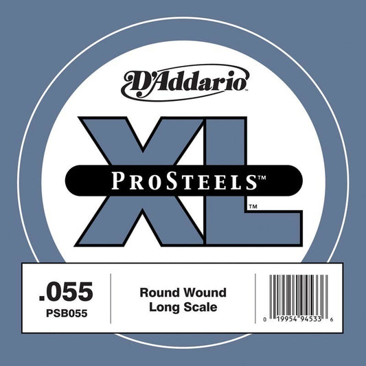 D'Addario PSB055 ProSteels Bass Guitar Single String, Long Scale, .055