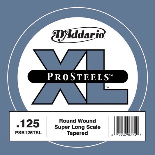 D'Addario PSB125TSL ProSteels Bass Guitar Single String, Super Long Scale, .0125,Tapered