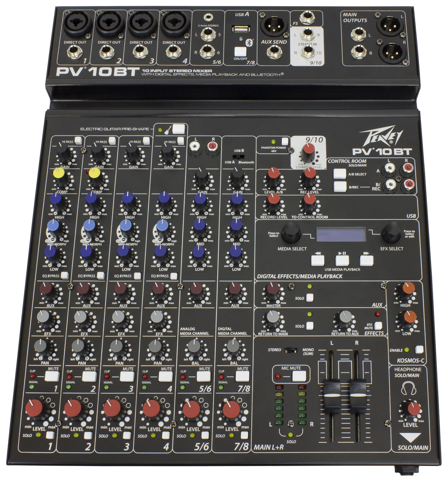 Peavey PV-10BT Compact 10-Channel Analog Mixer with Bluetooth and Digital Effects — view 2