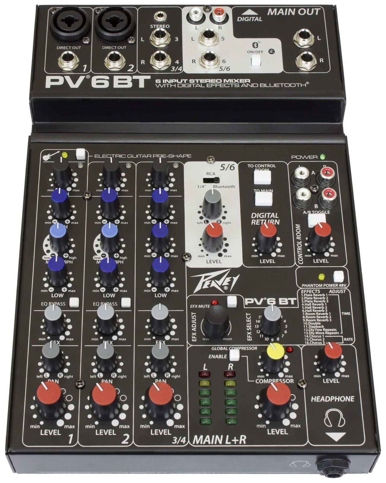 Peavey PV-6BT Compact 6-Channel Mixer with Bluetooth and Digital Effects — view 2