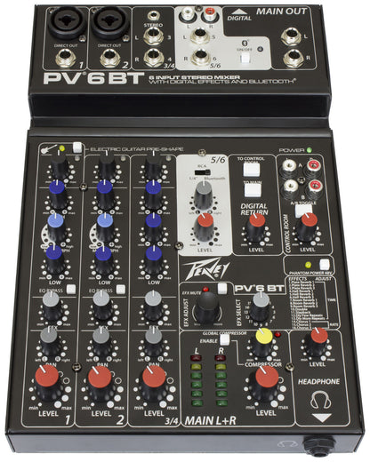 Peavey PV-6BT Compact 6-Channel Mixer with Bluetooth and Digital Effects — view 2