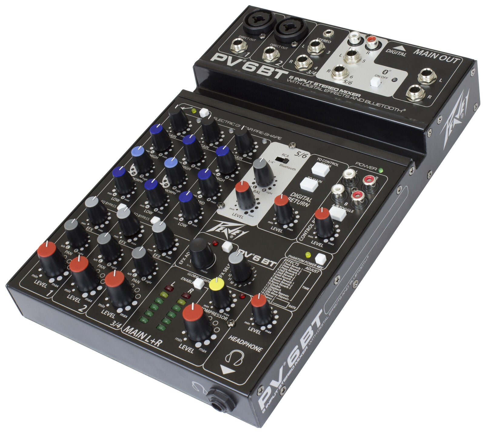 Peavey PV-6BT Compact 6-Channel Mixer with Bluetooth and Digital Effects — view 3