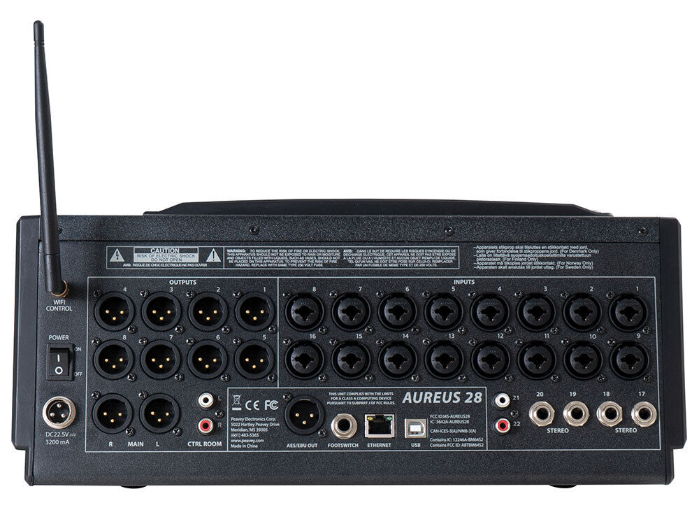 Peavey Aureus Series AUREUS28 Digital Mixer, 28-Channel, WiFi & Bluetooth, 10" Touch Display, 14 Outputs, 16 Inputs, Remote Control — view 2