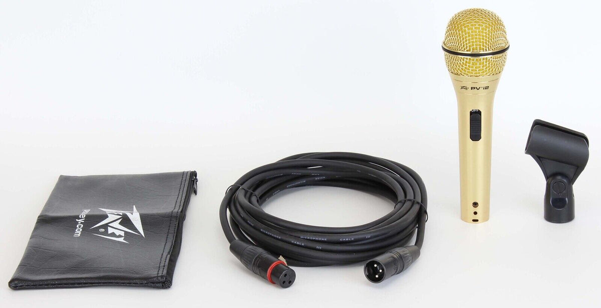 Peavey PVi2 Dynamic Cardioid Microphone in Gold with 6m XLR-XLR Cable and Carrying Pouch — view 2