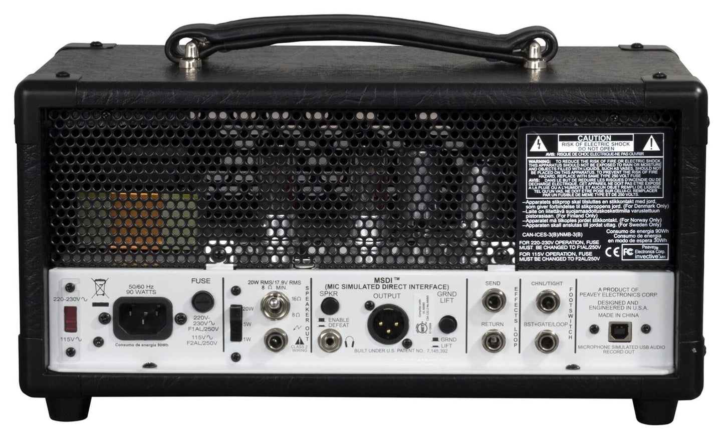 Peavey Invective MH Mini Guitar Amplifier Head 20-Watt, Electric Guitar Amp with EL84 & 12AX7 Tubes, Footswitchable Features, USB Output — view 3