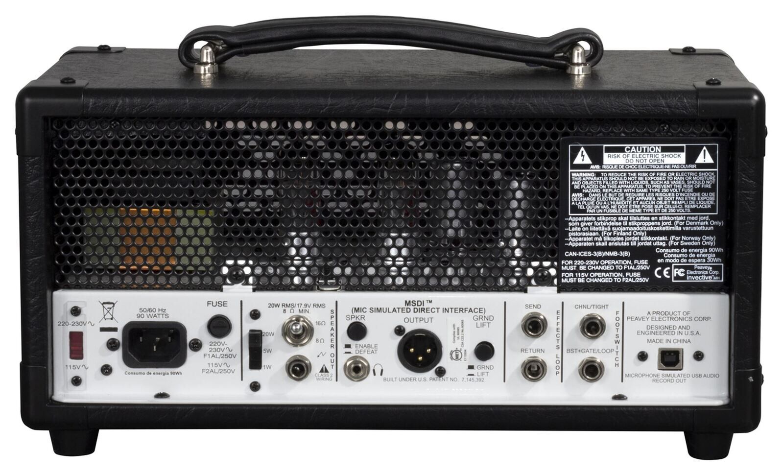Peavey Invective MH Mini Guitar Amplifier Head 20-Watt, Electric Guitar Amp with EL84 & 12AX7 Tubes, Footswitchable Features, USB Output — view 3