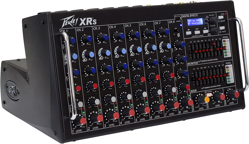 Peavey XR-S Portable 8-Channel Powered Mixer 1500 Watts with Bluetooth, Digital Effects, KOSMOS Bass Enhancement, Dual 9-Band EQ, USB Player