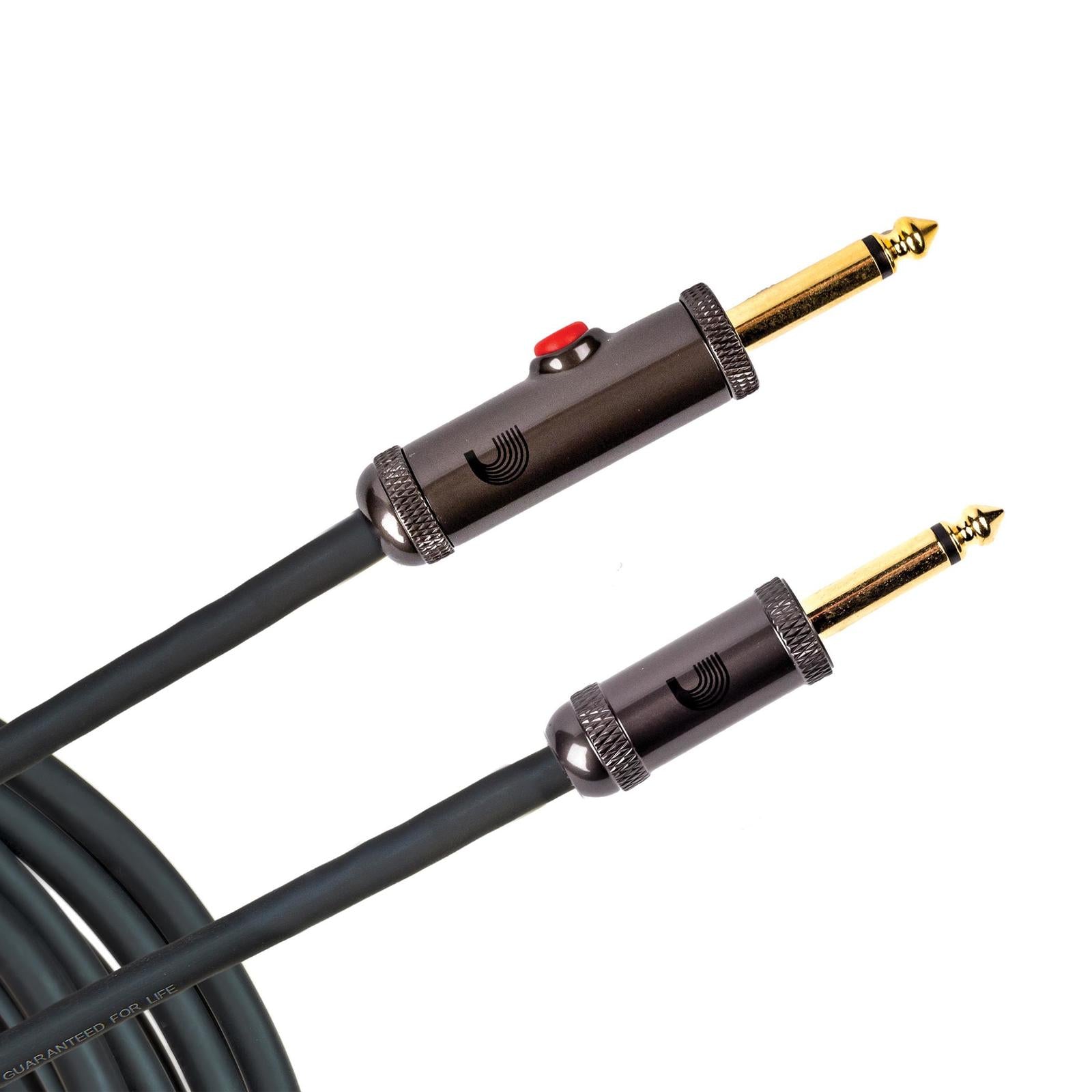 10' Circuit Breaker Instrument Cable with Latching Cut-Off Switch, Straight Plug, by D'Addario