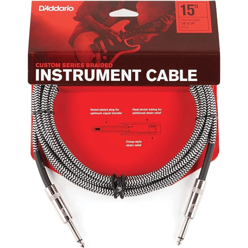 15FT Planet Waves Braided Instrument Cable Black-Grey — view 3