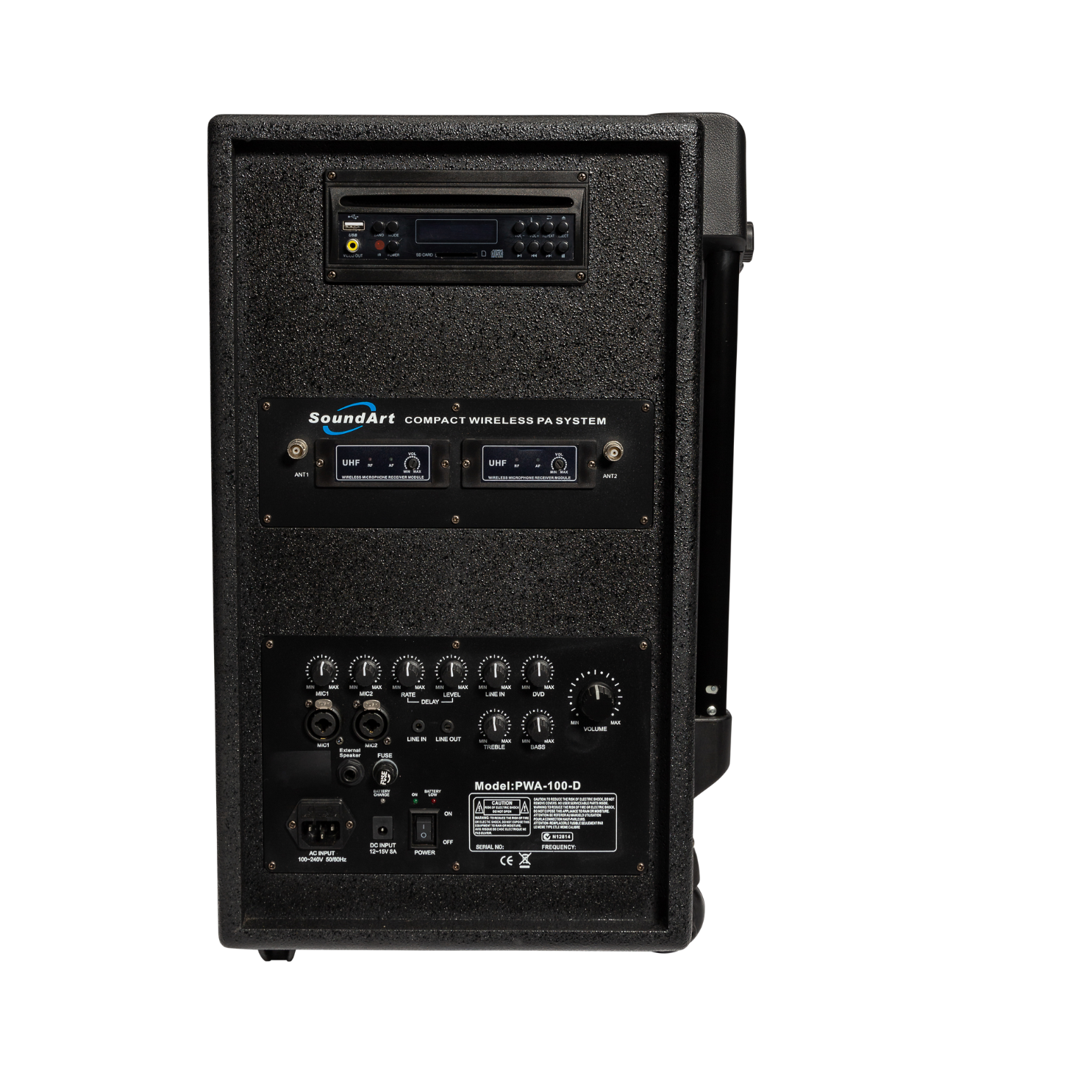 SoundArt PWA-100-D 100 Watt Rechargeable Wireless PA System with DVD Player and Dual-Channel Microphone — view 2