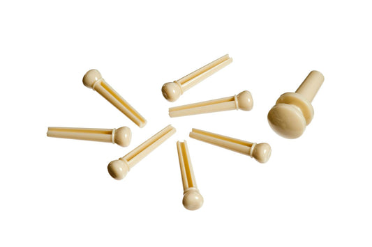 Planet Waves Injected Molded Bridge Pins with End Pin, Set of 7, Ivory