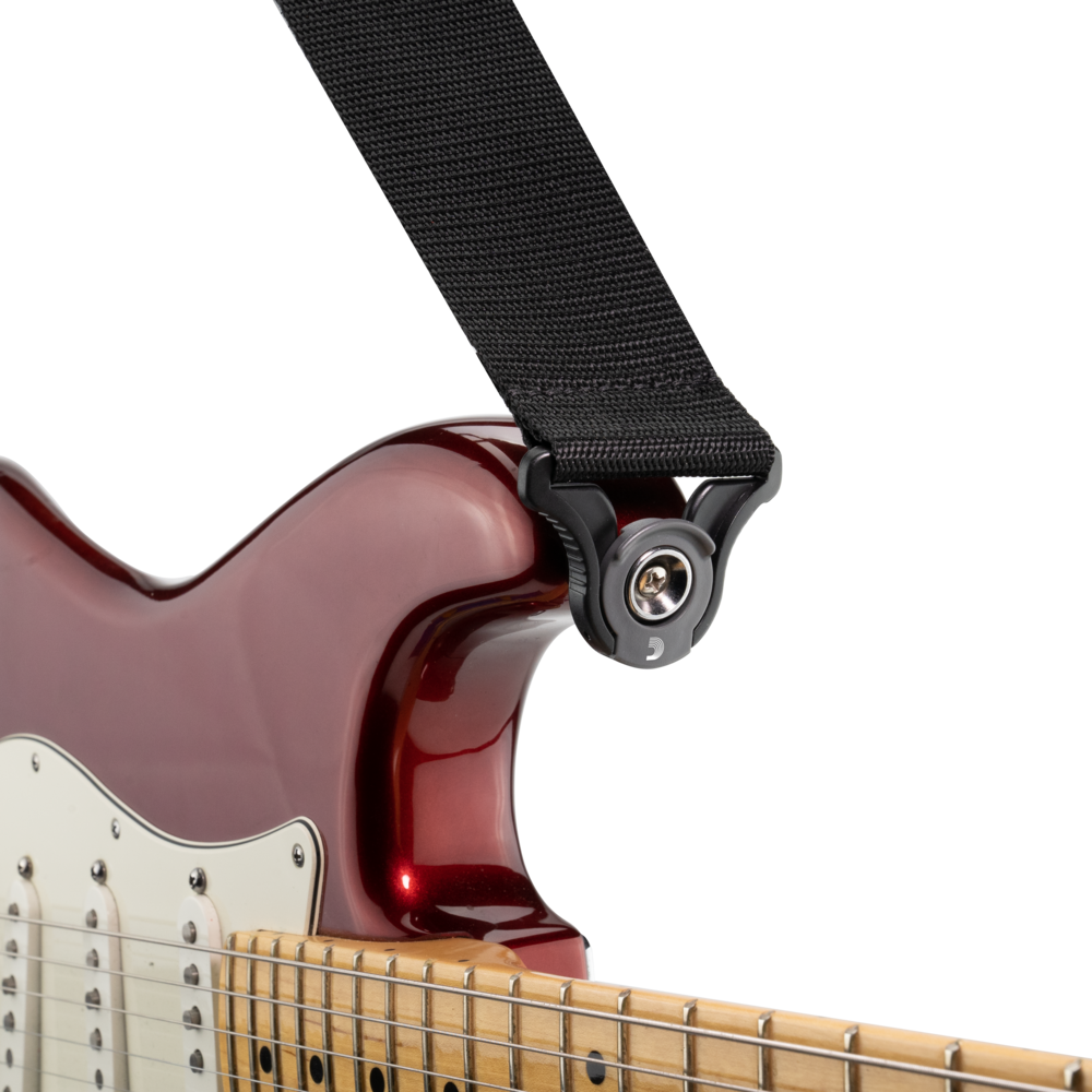 D'Addario Auto Lock Polypro Guitar Strap - Black, 2" Width, Expandable 29" to 53", Spring-Loaded Locking System, Ned Steinberger Design — view 2