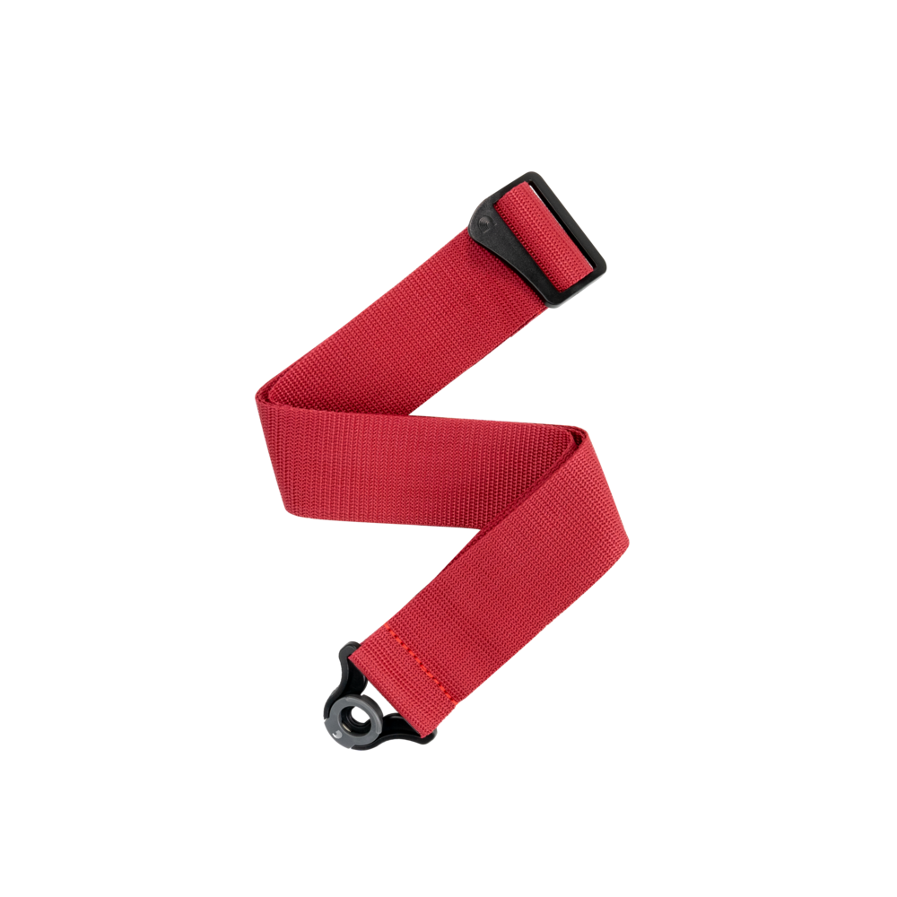 D'Addario 50mm Auto Lock Polypro Guitar Strap - Red, 2" Width, Expandable 29" to 53" Long, Spring-Loaded Lock System