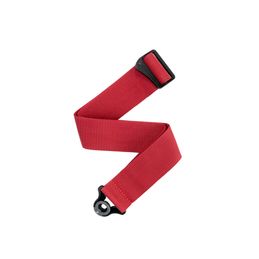 D'Addario 50mm Auto Lock Polypro Guitar Strap - Red, 2" Width, Expandable 29" to 53" Long, Spring-Loaded Lock System