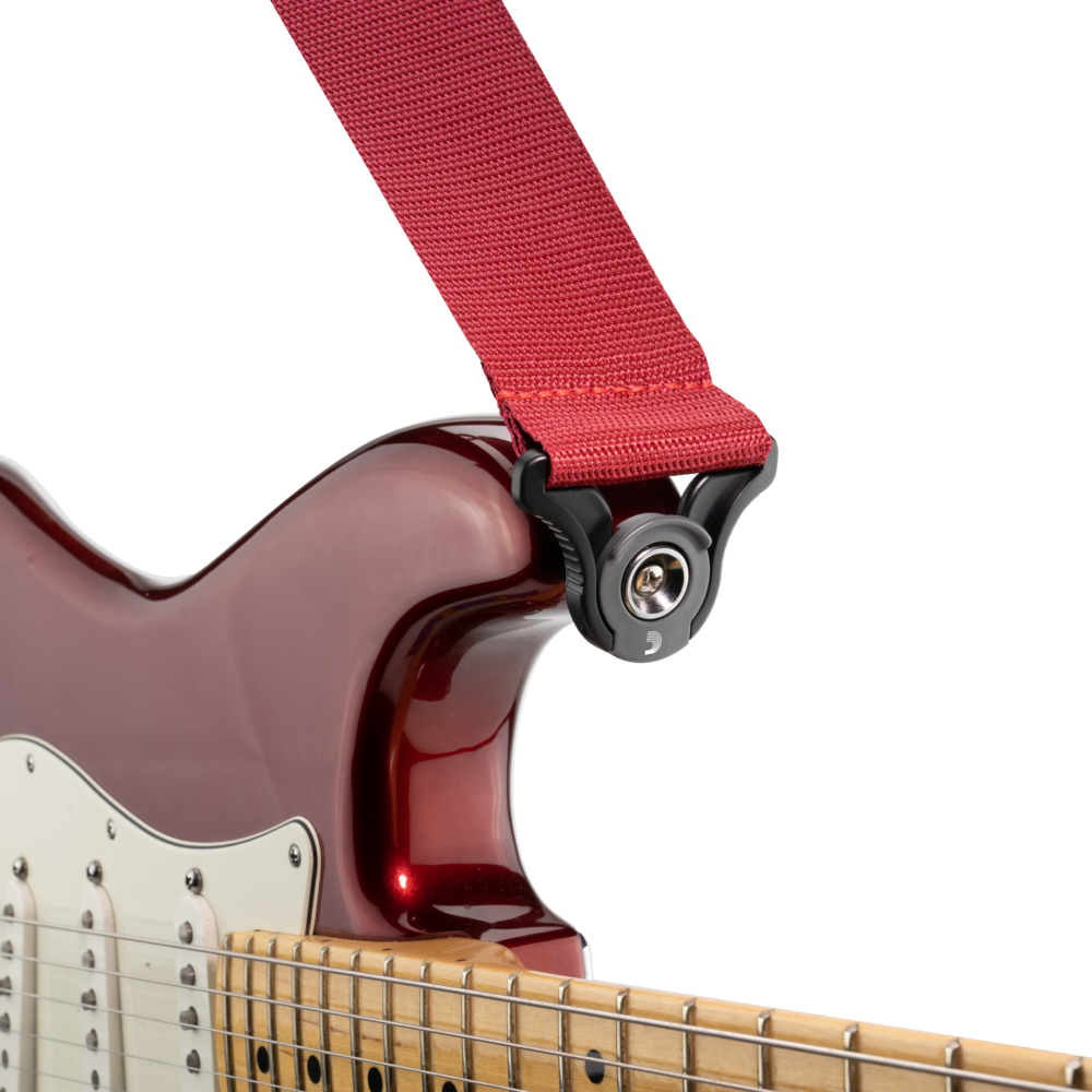 D'Addario 50mm Auto Lock Polypro Guitar Strap - Red, 2" Width, Expandable 29" to 53" Long, Spring-Loaded Lock System — view 2