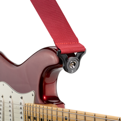 D'Addario 50mm Auto Lock Polypro Guitar Strap - Red, 2" Width, Expandable 29" to 53" Long, Spring-Loaded Lock System — view 2