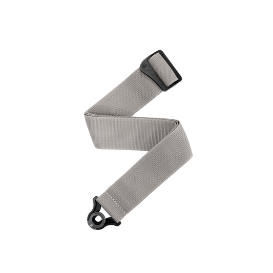 D'Addario Auto Lock Polypro Guitar Strap - Silver, 2" Width, 29"-53" Adjustable Length, Spring-Loaded Locking System