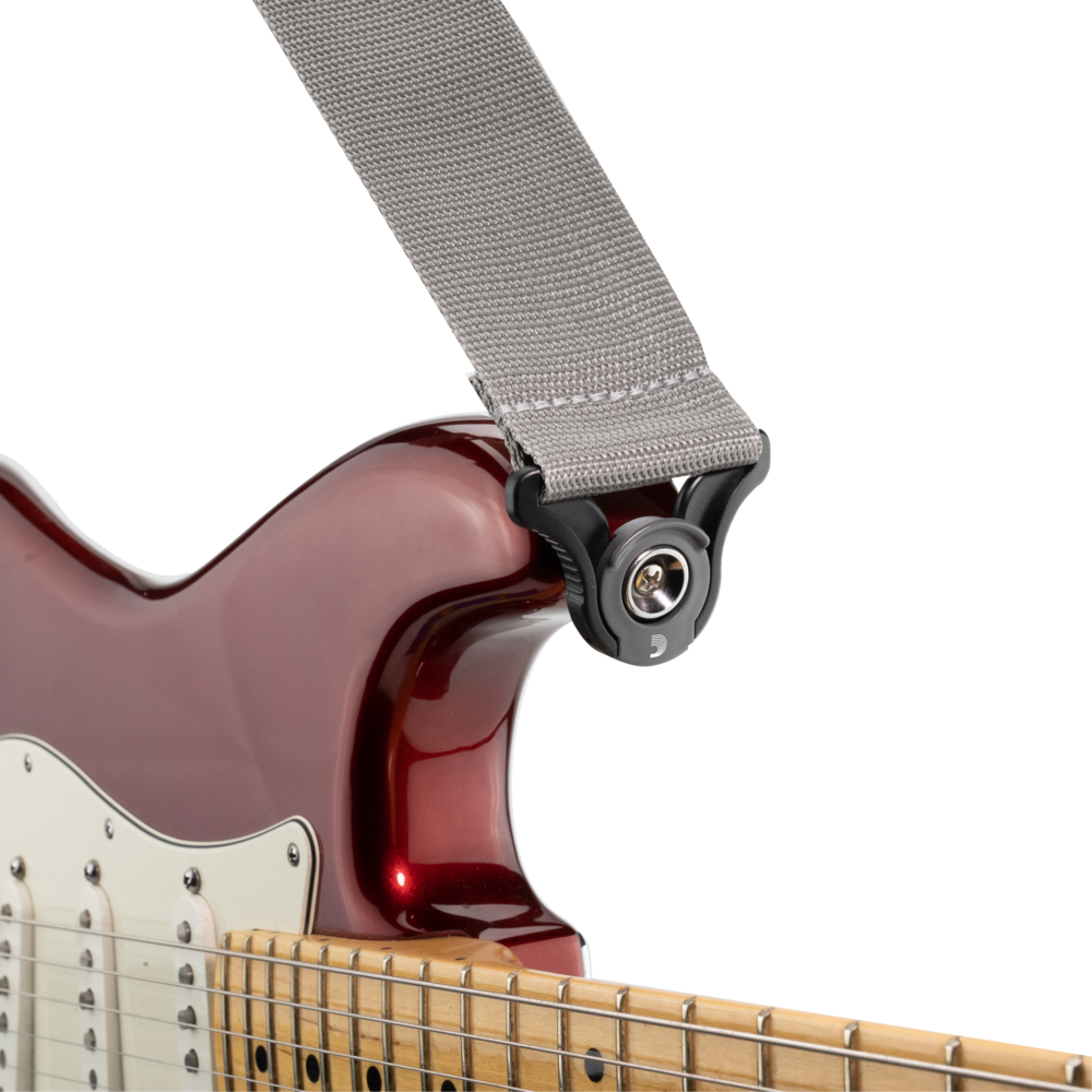 D'Addario Auto Lock Polypro Guitar Strap - Silver, 2" Width, 29"-53" Adjustable Length, Spring-Loaded Locking System — view 2