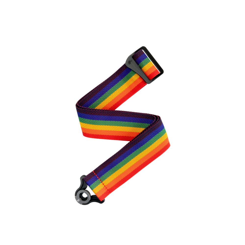 D'Addario Auto Lock Polypro Guitar Strap - Rainbow 2" Width, Adjustable 29" to 53" Length, Spring-Loaded Locking System