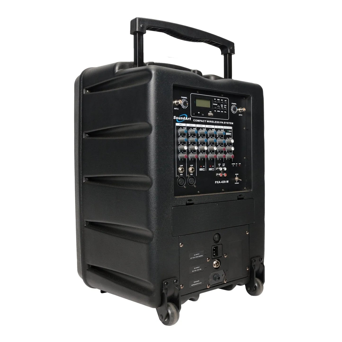 Soundart PXA-420 200W Portable PA System with Wireless Microphone, Rechargeable Battery, MP3 Playback, Trolley Handle, and Wheels — view 3
