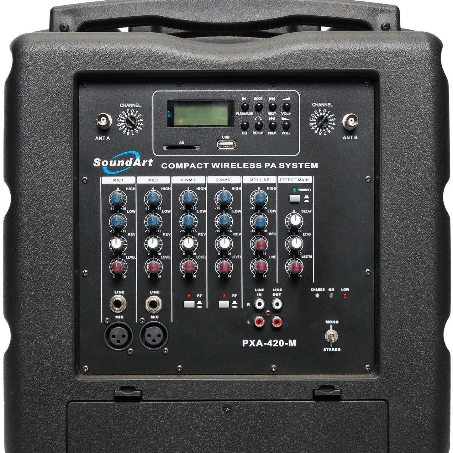 Soundart PXA-420 200W Portable PA System with Wireless Microphone, Rechargeable Battery, MP3 Playback, Trolley Handle, and Wheels — view 5