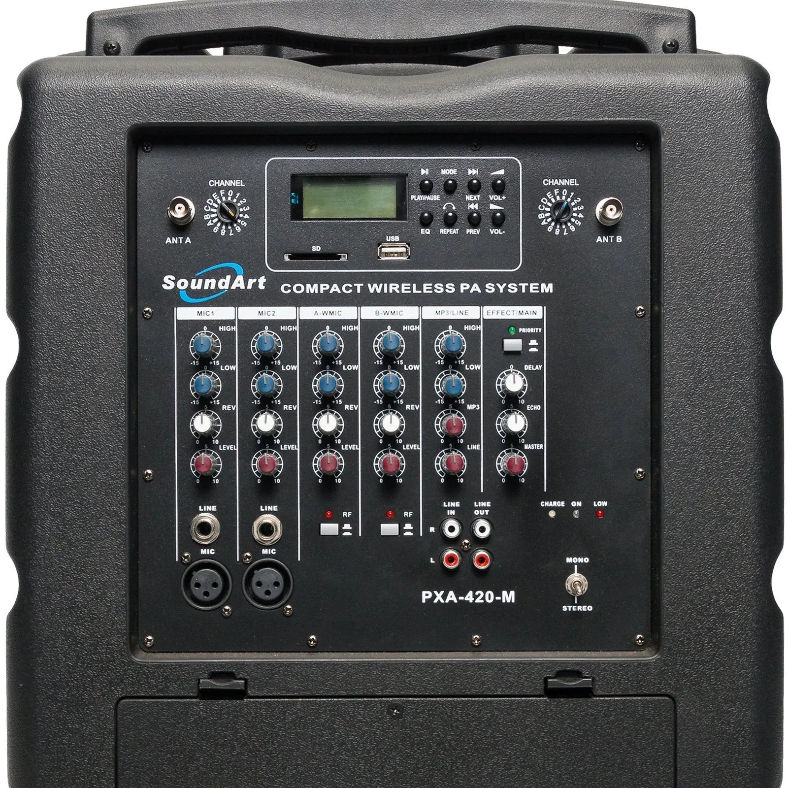 Soundart PXA-420 200W Portable PA System with Wireless Microphone, Rechargeable Battery, MP3 Playback, Trolley Handle, and Wheels — view 5
