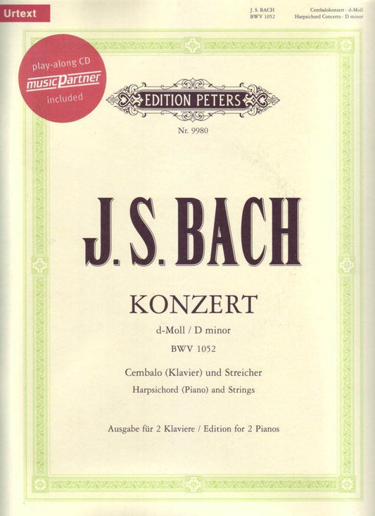 Bach Concerto No. 1 BWV 1052 D Minor Piano Book/CD Urtext Edition Peters