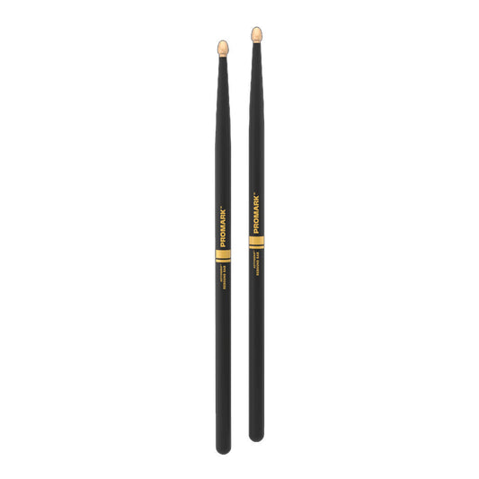 ProMark Hickory Rebound 5AB Drumsticks with ActiveGrip, Acorn Tip, 16" Length, .580" Diameter