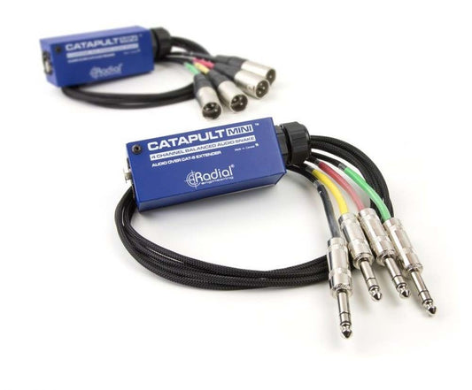 4ch cat-5 mini breakout box to TRS 1/4" tails, uses shielded cat-5
