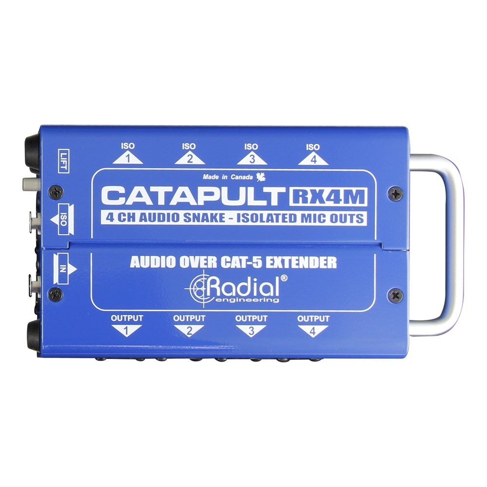Radial CATAPULT RX4M - 4ch receiver balanced outs mic-level transformers uses shielded cat-5