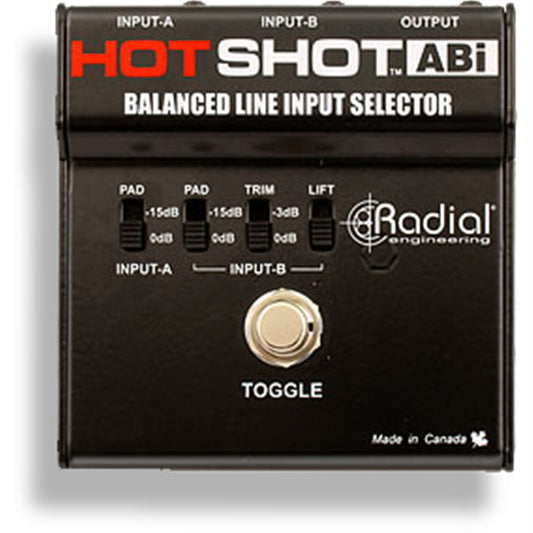 Radial HOTSHOT ABI - Mic & line switcher 2 XLR-F inputs and 1 XLR-M output. Balanced