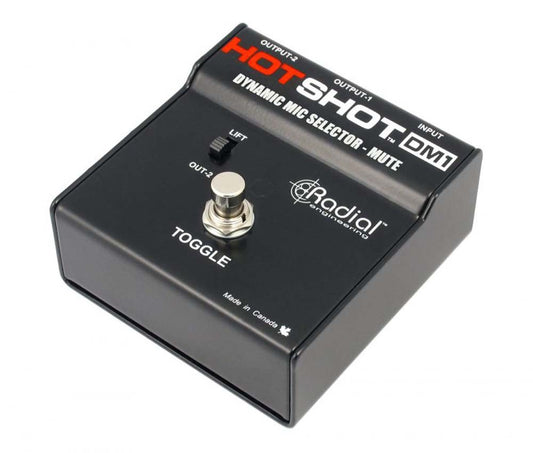 Mic switcher toggles signal from PA to monitors. For dynamic mics